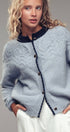 Textured Yoke Contrast Trim Knit Cardigan | wholesale cardigan - women's | Urban Daizy