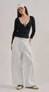 Lace Trim Slub Knit Henley Long Sleeve Top | wholesale knit top - women's | Urban Daizy