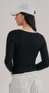 Lace Trim Slub Knit Henley Long Sleeve Top | wholesale knit top - women's | Urban Daizy