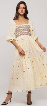 Smocked Floral Tiered Dress
