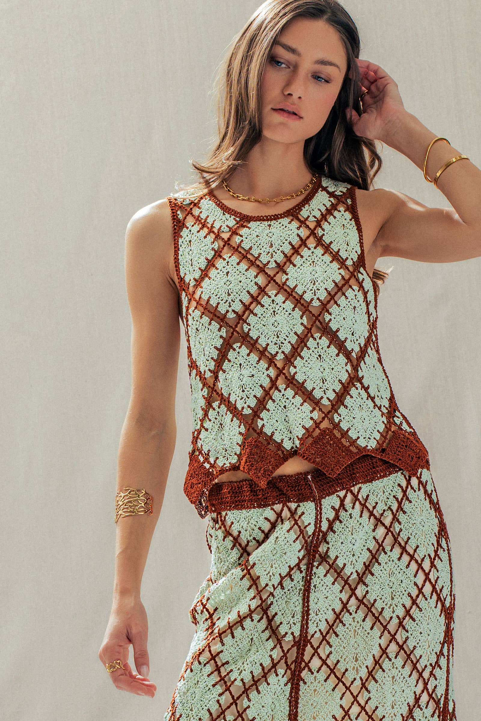 Diamond Crochet Pattern Sleeveless Tank