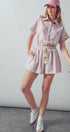 Urban Daizy Striped Tassel-Belt Collared Romper Pink Romper - Women's (UDZ-JR-00069) – alternate view 14