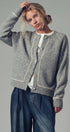 Wool Blend Sweater Cardigan with Statement Buttons in GREY - Women's Cardigans & Shrugs | Urban Daizy