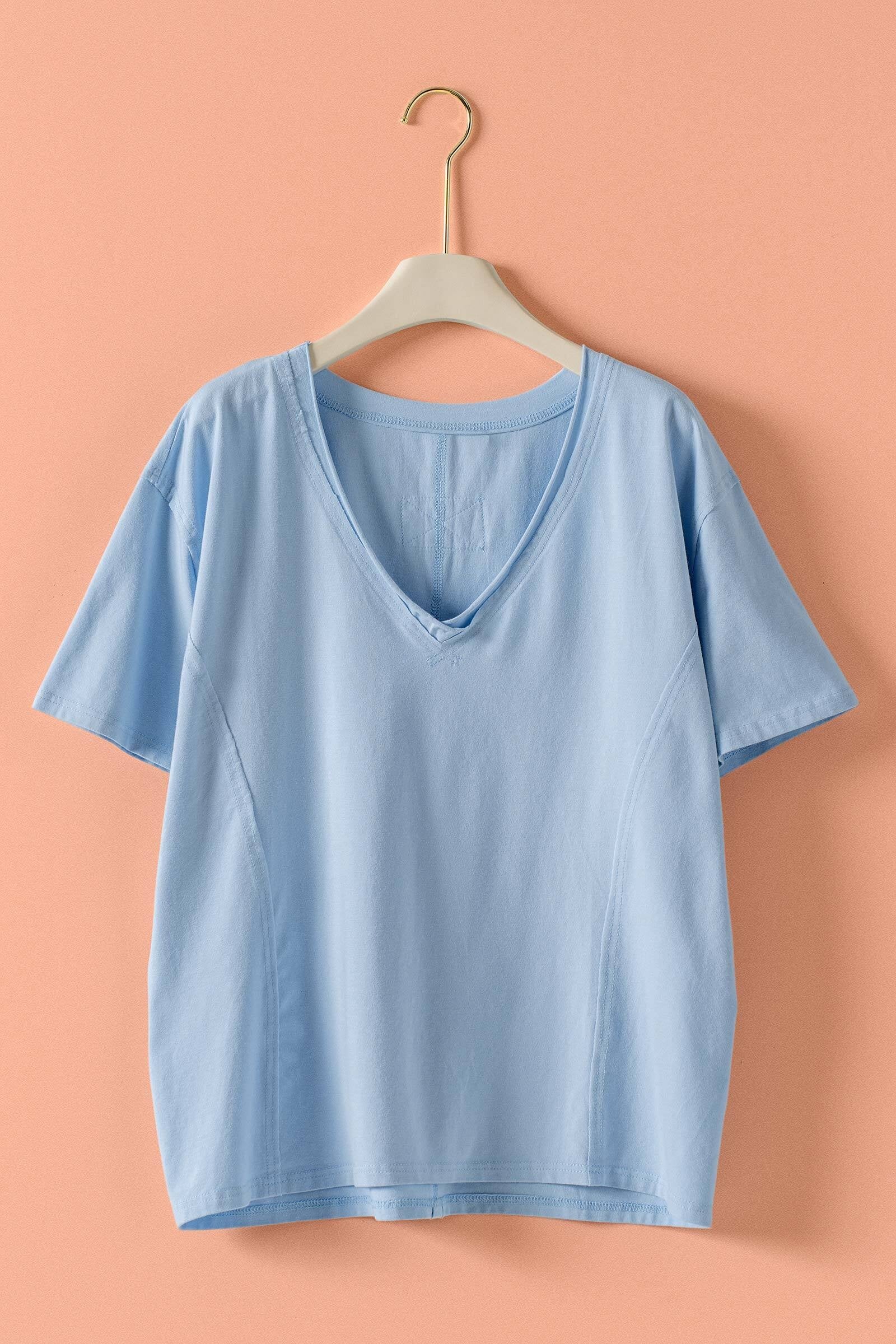 Exposed Seam V-Neck Tee