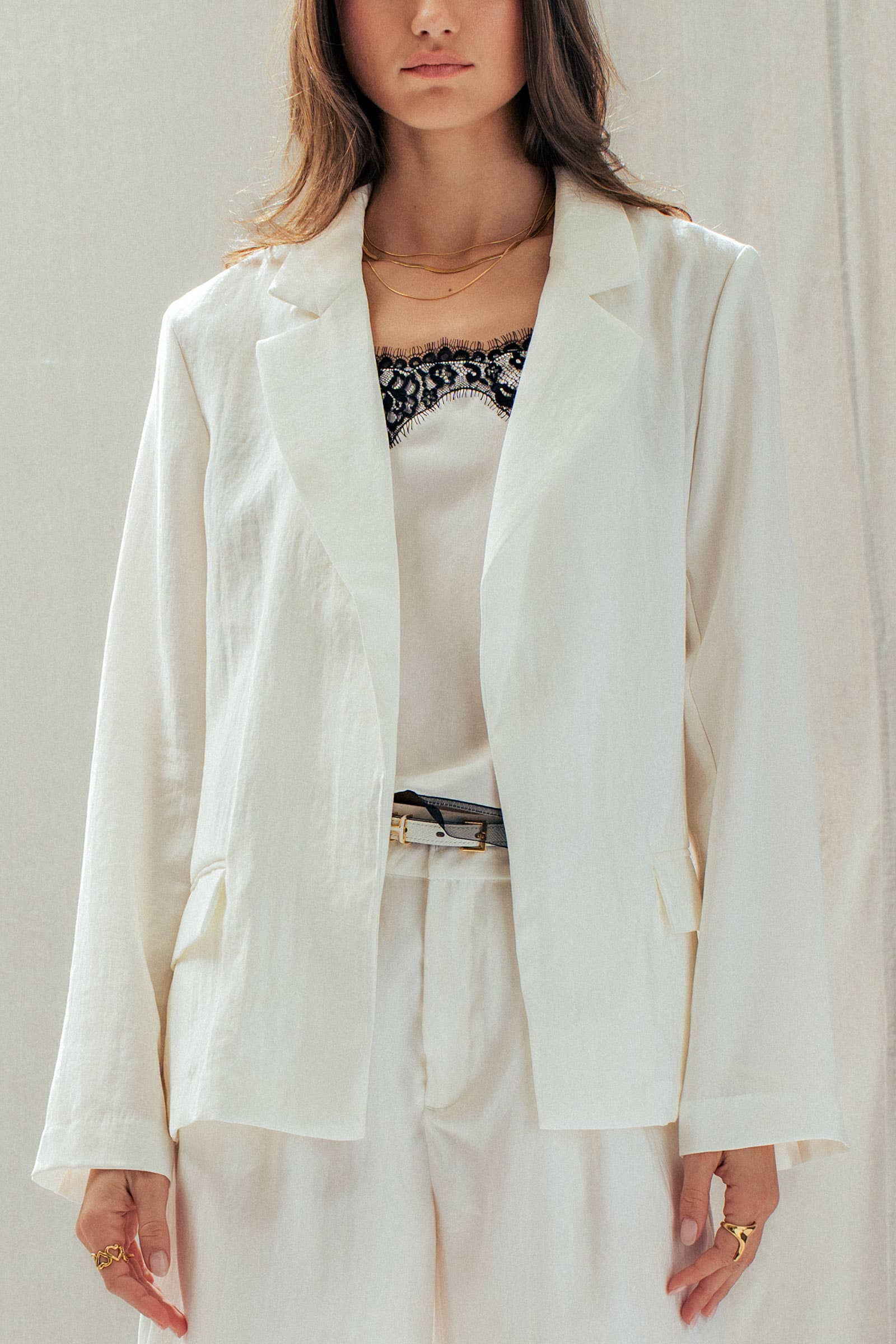 Relaxed Fit Open Front Blazer