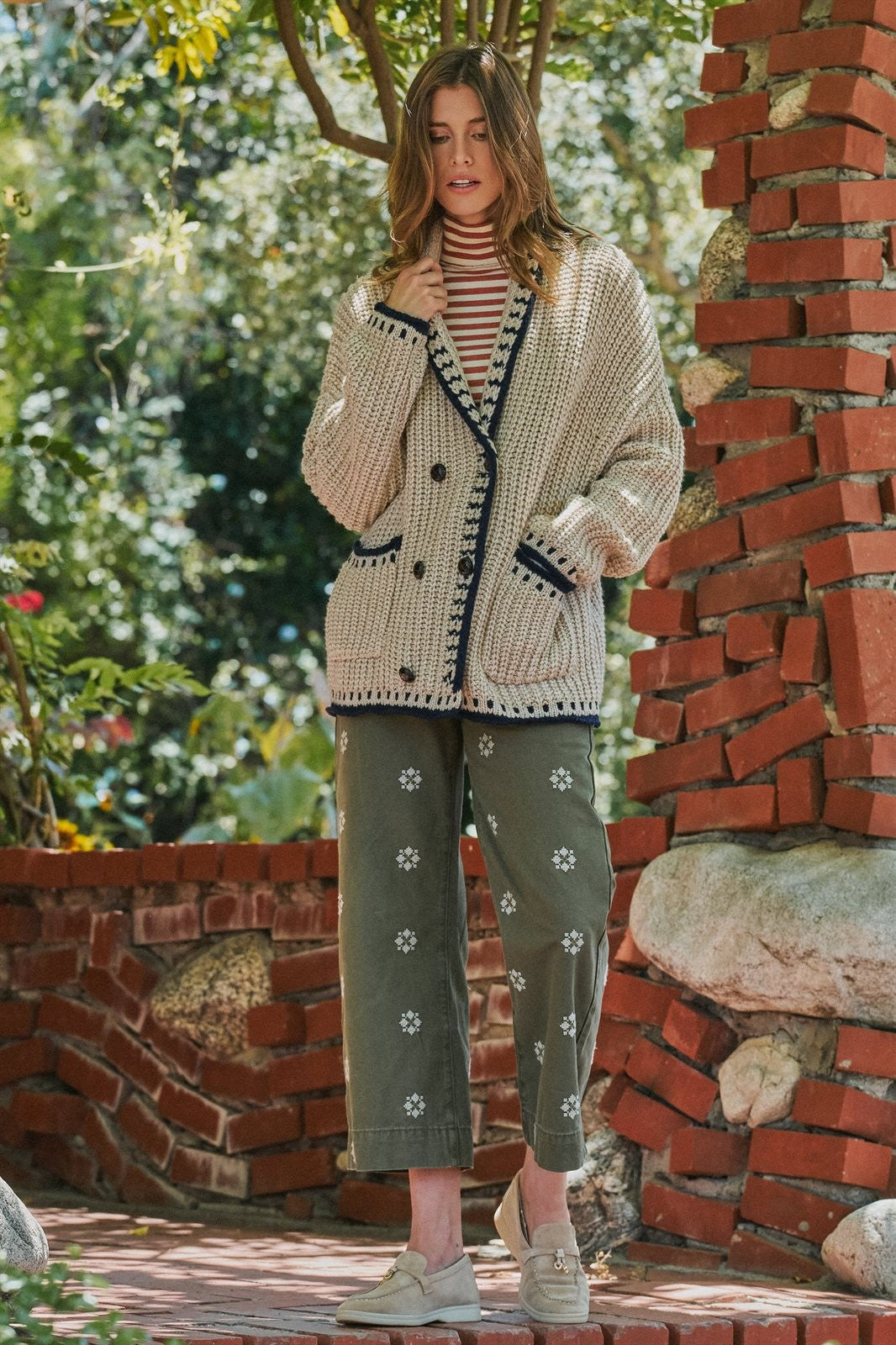 Chunky Knit Cardigan Sweater with Stitch Looks in TAUPE	 - Women's Cardigans & Shrugs | Urban Daizy