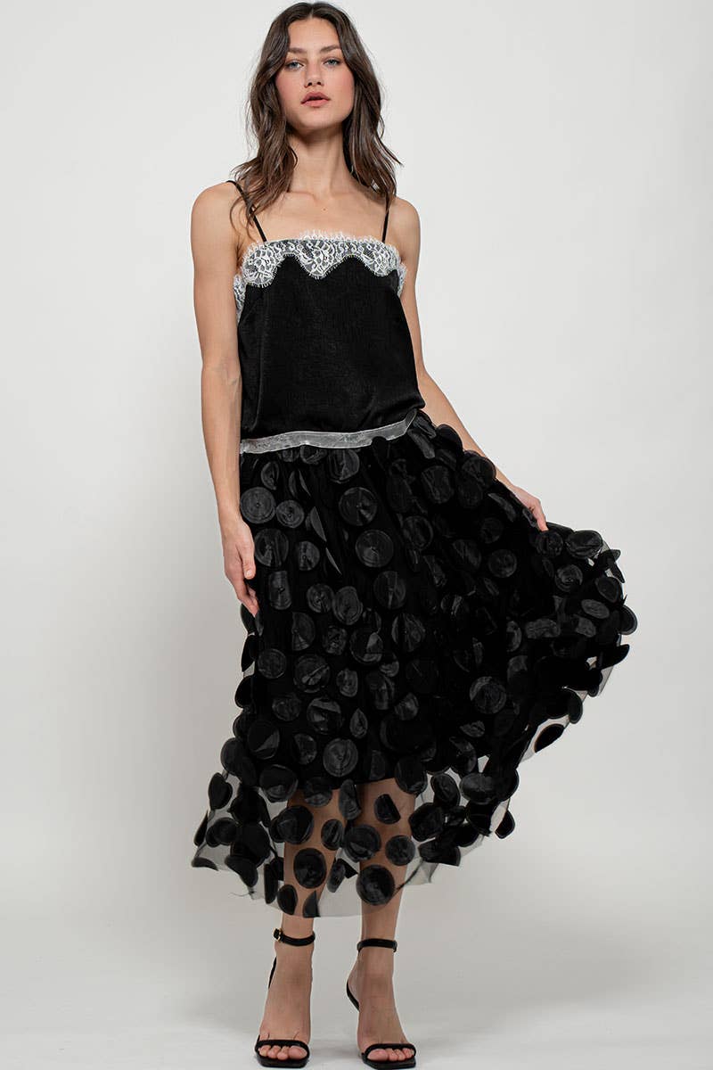 Urban Daizy Polka Dot Tulle Midi Skirt with Elastic Waist Black Skirt - Women's (UDZ-SK-00104) – alternate view 21