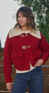 Toggle Front Sweater Jacket with Contrast Collar in RED - Women's Jackets & Blazers | Urban Daizy