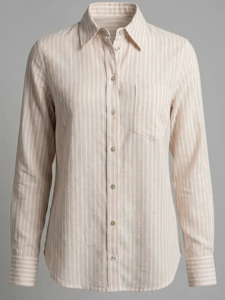 Coastal Striped Linen-Blend Button Down Shirt