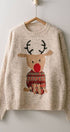 Urban Daizy Rudolph Reindeer Knit Crewneck Sweater Grey Knit Sweater - Women's (UDZ-KN-00538) – alternate view 4