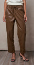 Faux Leather Drawstring Jogger Pants in BROWN - Women's Casual Pants | Urban Daizy