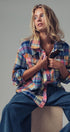 Oversized Plaid Button-Up Flannel Shirt w Pockets in BLUE MULTI - Women's Shirts & Blouses | Urban Daizy