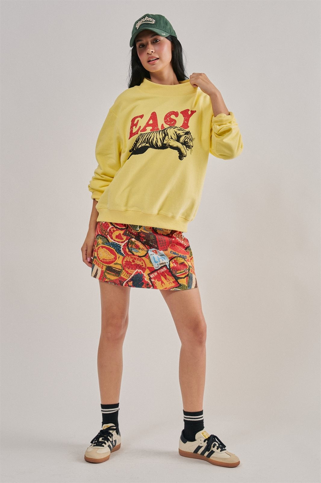 Travel Patch Print Mini Skirt in Italian Summer Vacation in MULTI - Women's Mini Skirts | Urban Daizy