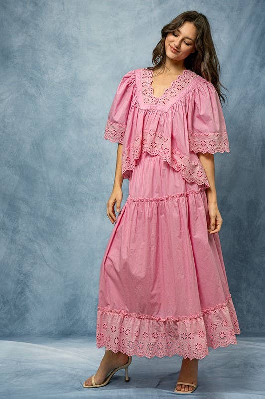 Urban Daizy Laced Eyelet Tiered Midi Skirt Lt-Blue Skirt - Women's (UDZ-SK-00108) – alternate view 7