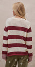 Striped Oversized Chunky Knit Sweater in BURGUNDY - Women's Sweaters | Urban Daizy