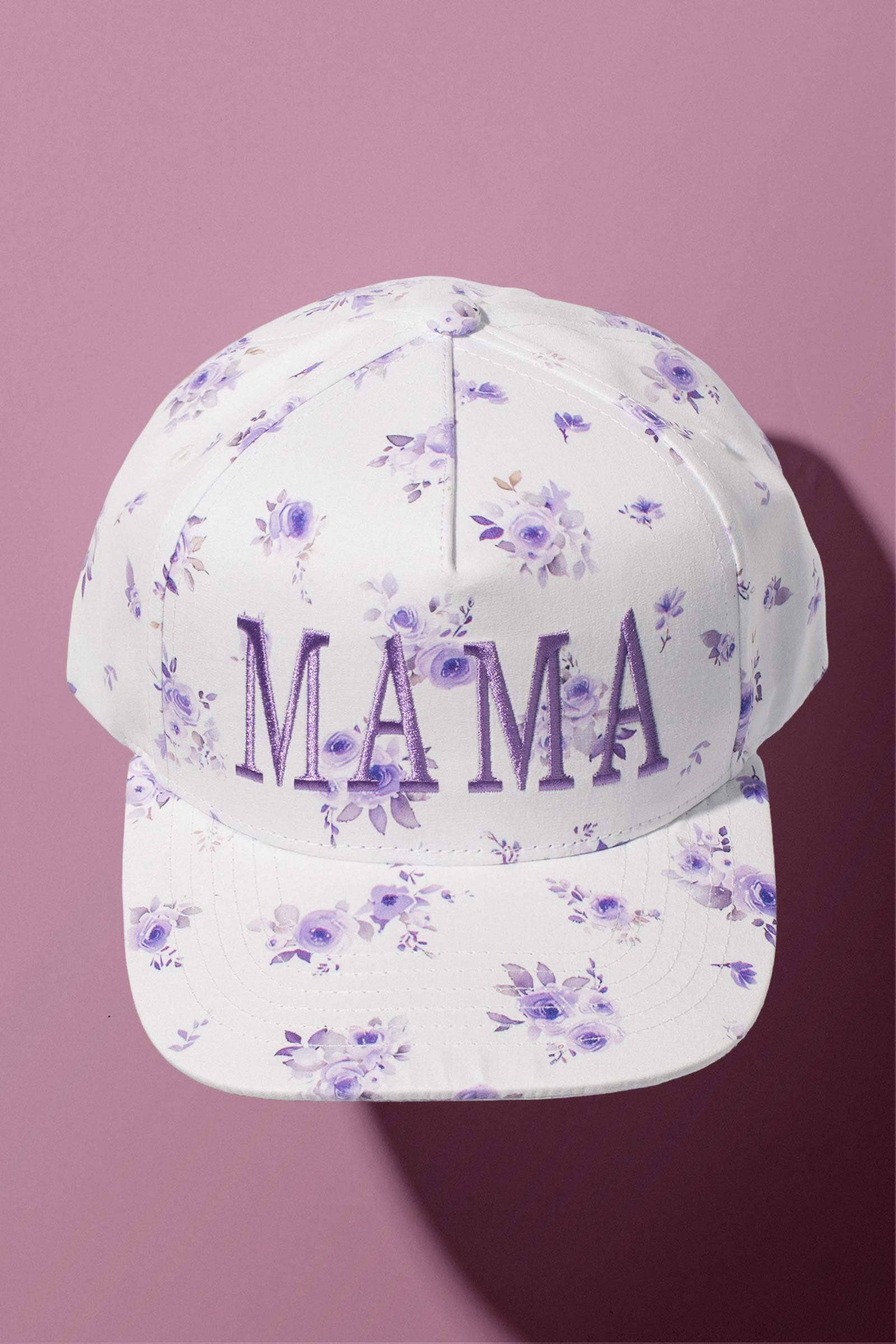 MAMA Floral Embroidered Trucker Cap