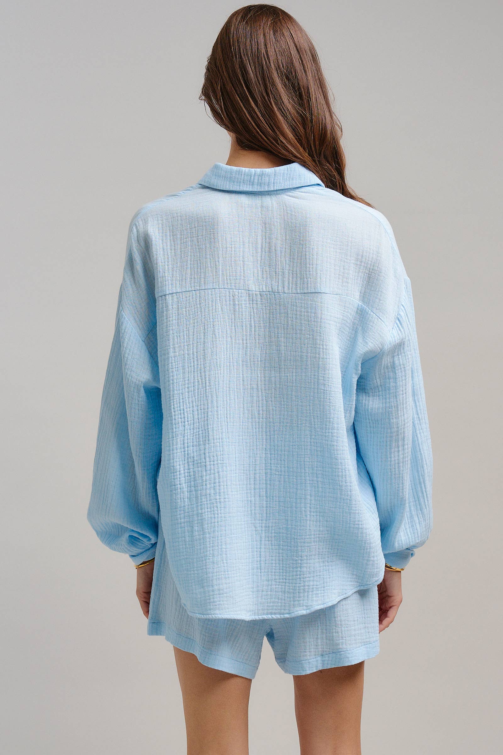 Crinkle Cotton Gauze Resort Button-Up Set
