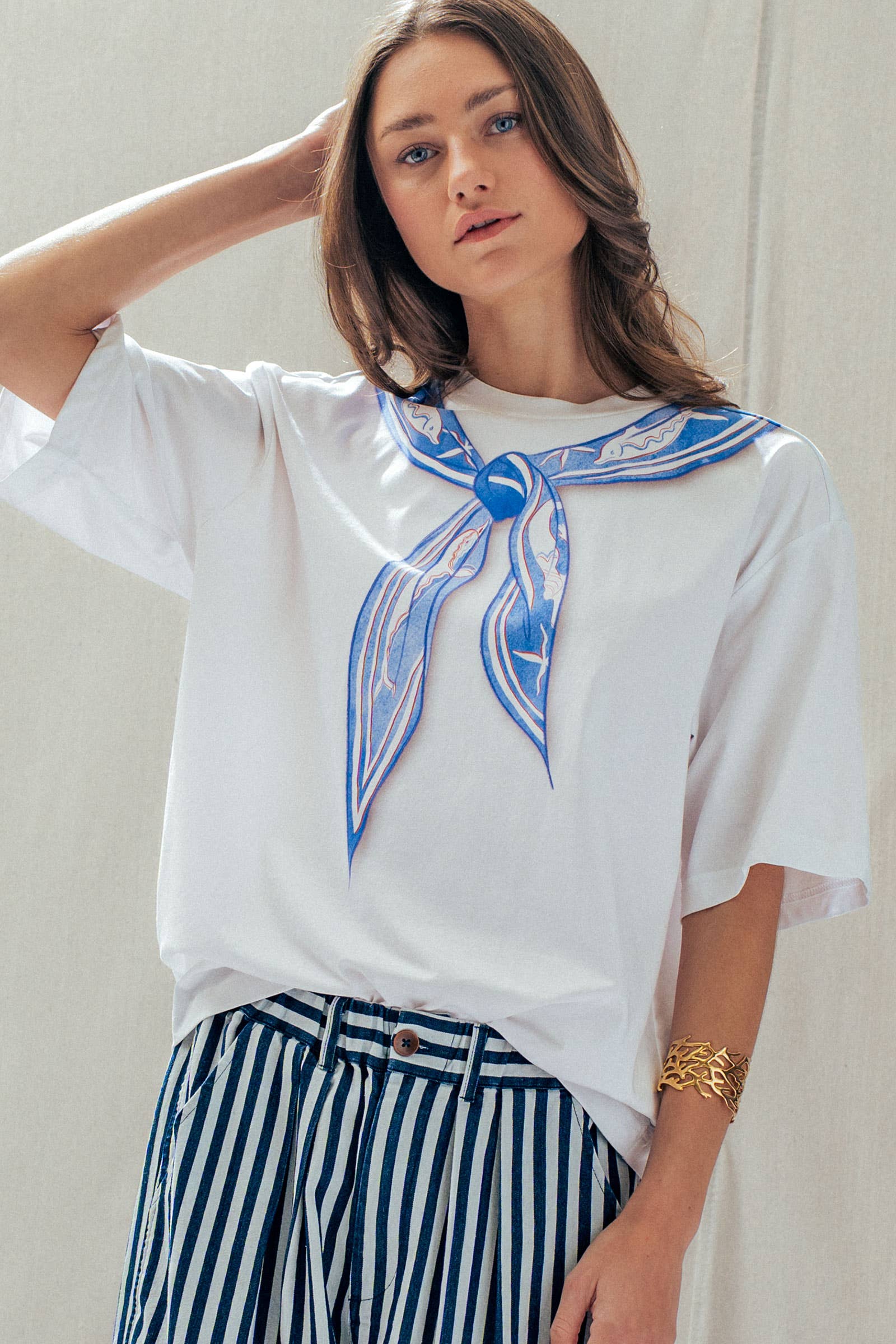 Nautical Stripe Printed Bandana Tee