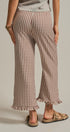 Gingham Ruffle Hem Cropped Wide Leg Pants in Brown in BROWN - Women's Casual Pants | Urban Daizy