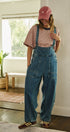 Wide Leg Denim Overalls with Utility Pockets in DENIM - Women's Jumpsuits | Urban Daizy