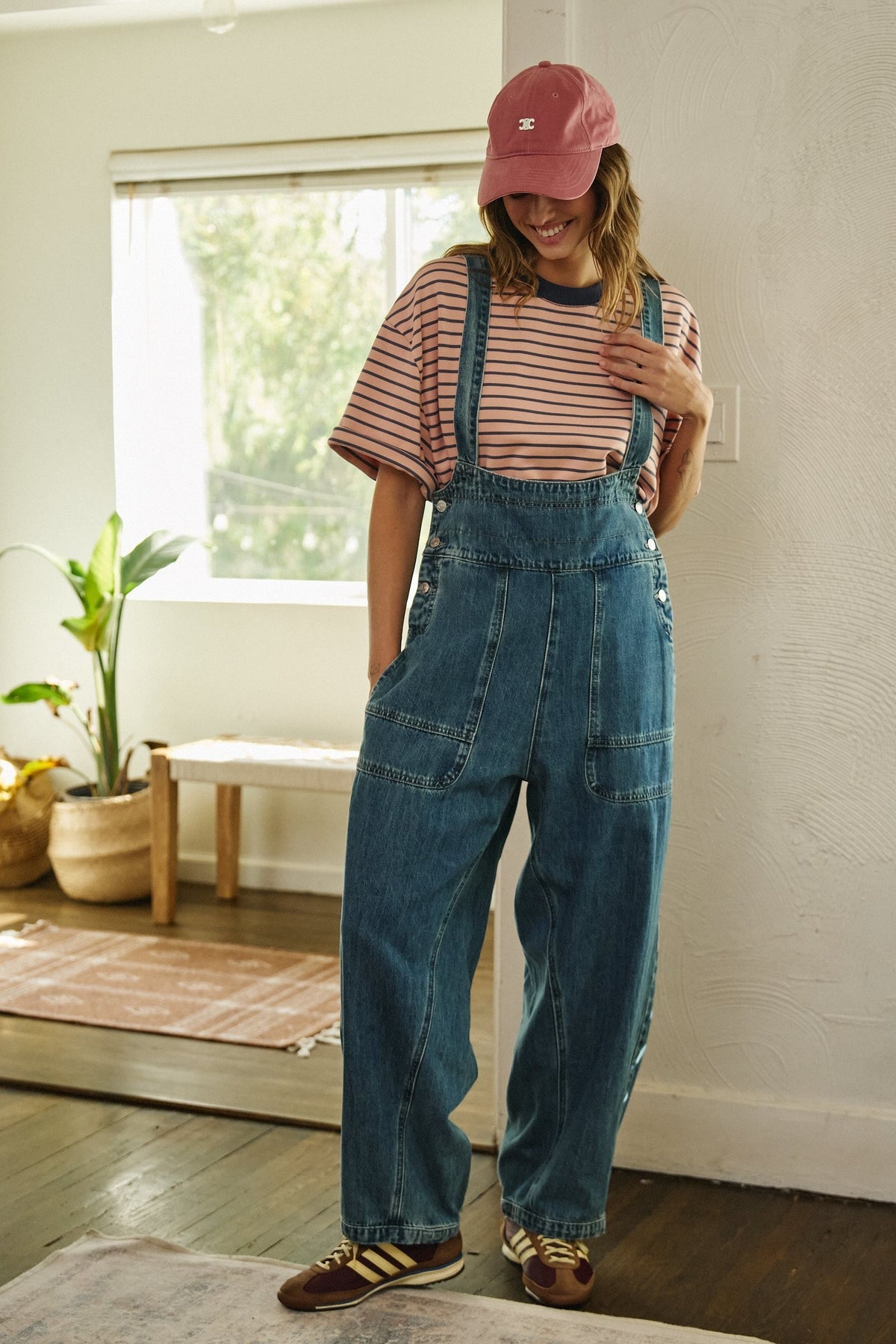 Wide Leg Denim Overalls with Utility Pockets in DENIM - Women's Jumpsuits | Urban Daizy