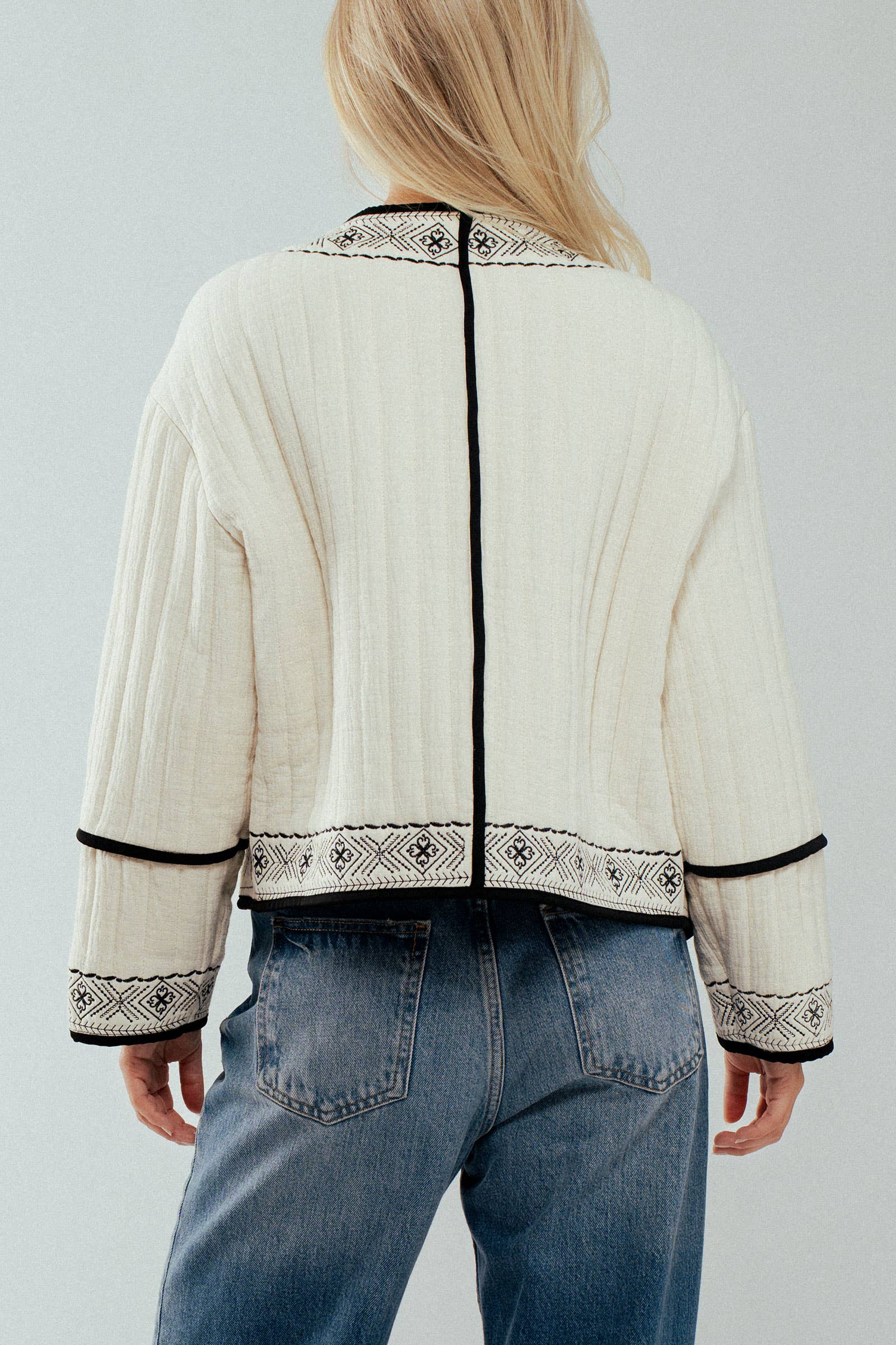 Boho Embroidered Quilted Western Cropped Jacket