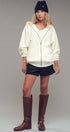 Urban Daizy Oversized Ribbed Dolman Sleeve Hoodie Cream Hoodie - Women's (UDZ-KN-00313) – alternate view 9