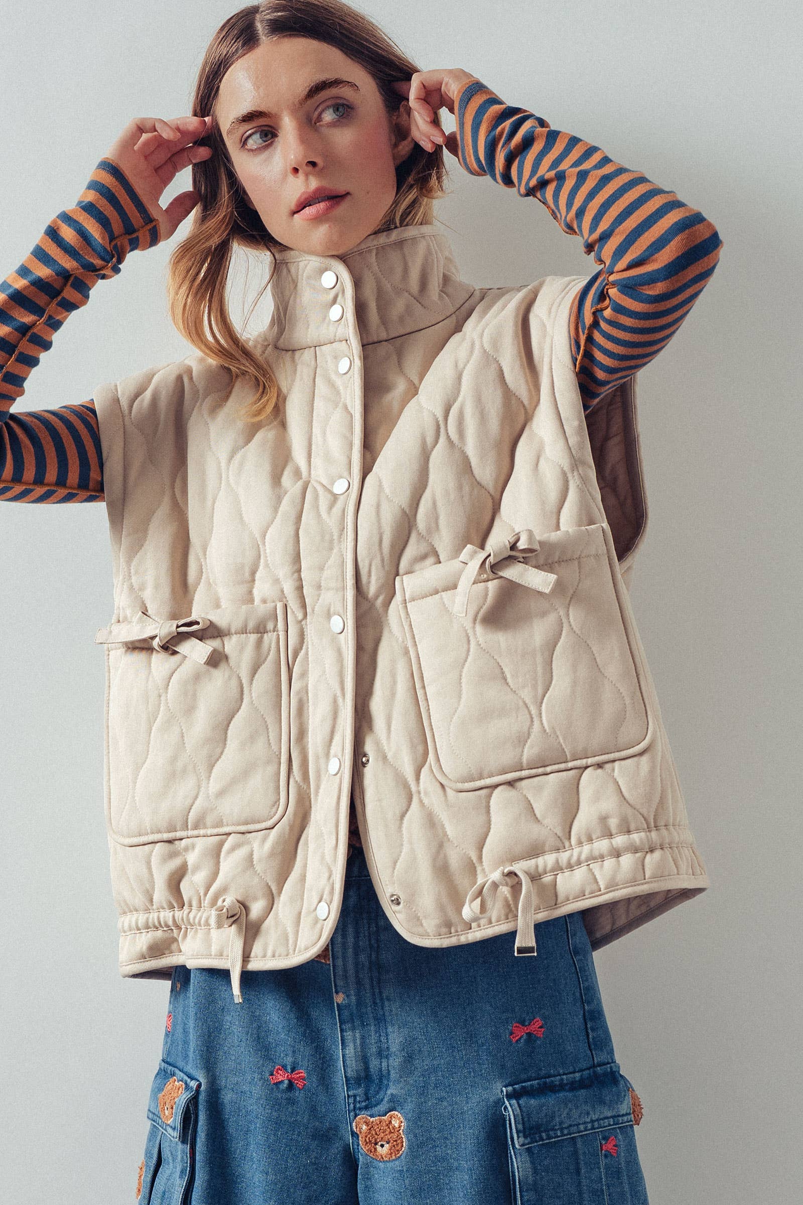 Vintage Washed Quilted Padded Vest