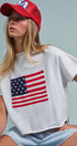Urban Daizy American Flag Graphic Raw Edge Crop Tee White T-Shirt (Graphic) - Women's (UDZ-TP-01083-White) – alternate view 11