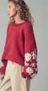 Urban Daizy Floral Embroidered Striped Knit Sweater Brown Knit Sweater - Women's (UDZ-TP-00814) – alternate view 5