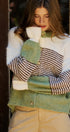 Striped Fuzzy Knit Volume Sleeve Cardigan | wholesale cardigans & shrugs | Urban Daizy