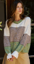 Striped Fuzzy Knit Volume Sleeve Cardigan | wholesale cardigans & shrugs | Urban Daizy