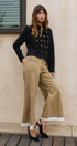 Wide Leg Lace Hem Denim Casual Pants in TAUPE	 - Women's Casual Pants | Urban Daizy