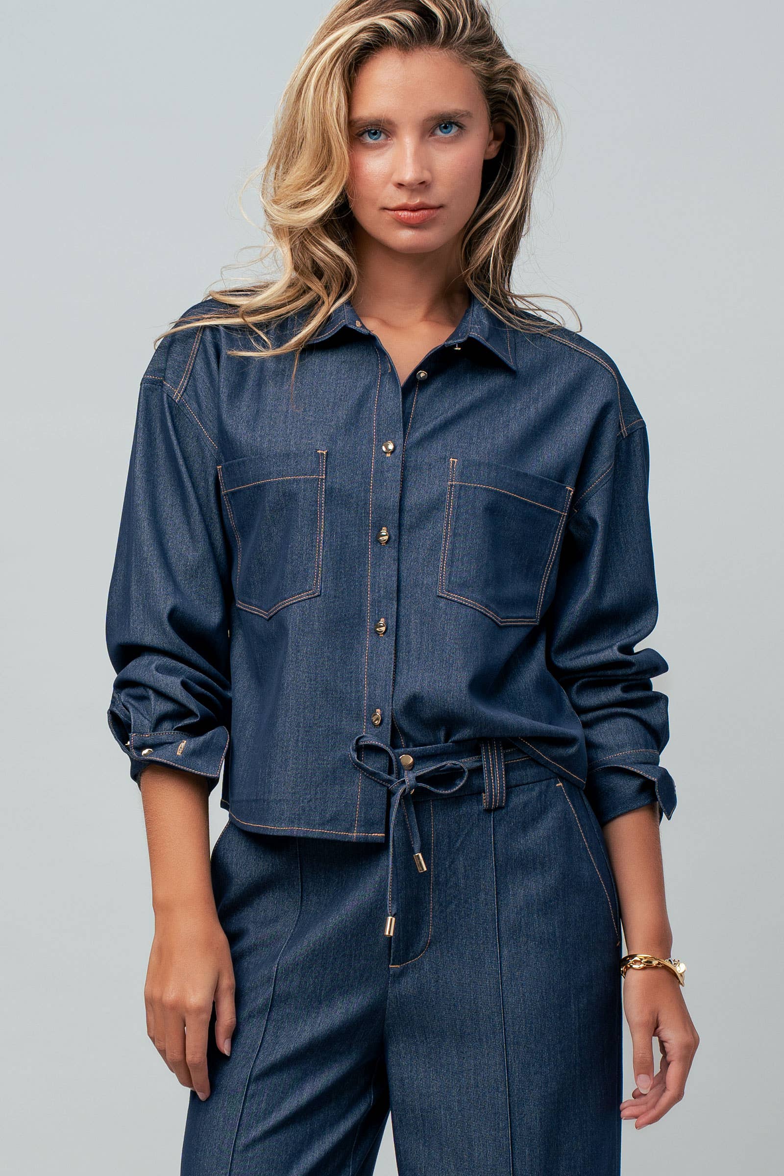 Denim Button Down Utility Shirt