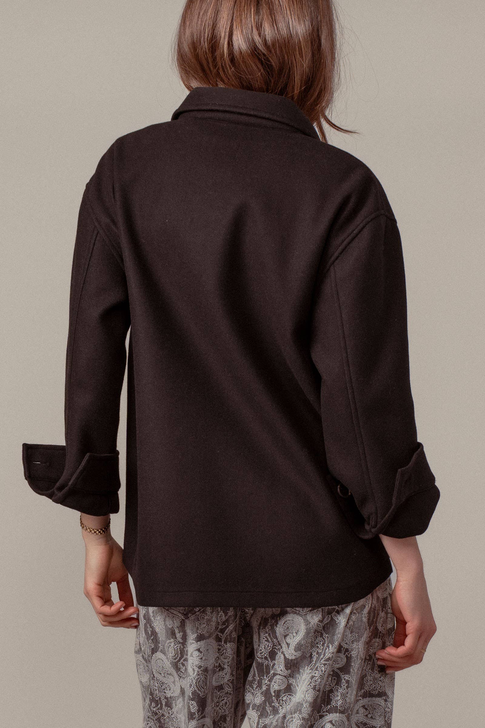 Urban Daizy Colorblock Wool Blend Shacket Jacket Black Shirt Jacket/Shacket - Women's (UDZ-TP-00812) – alternate view 7