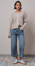 Elegant Wool Blend Cardigan with Lace Trim Detail in MOCHA - Women's Cardigans & Shrugs | Urban Daizy