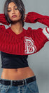 Urban Daizy Cropped Ribbed Knit V-Neck Sweater H-Grey Knit Top - Women's (UDZ-TP-00637) – alternate view 9