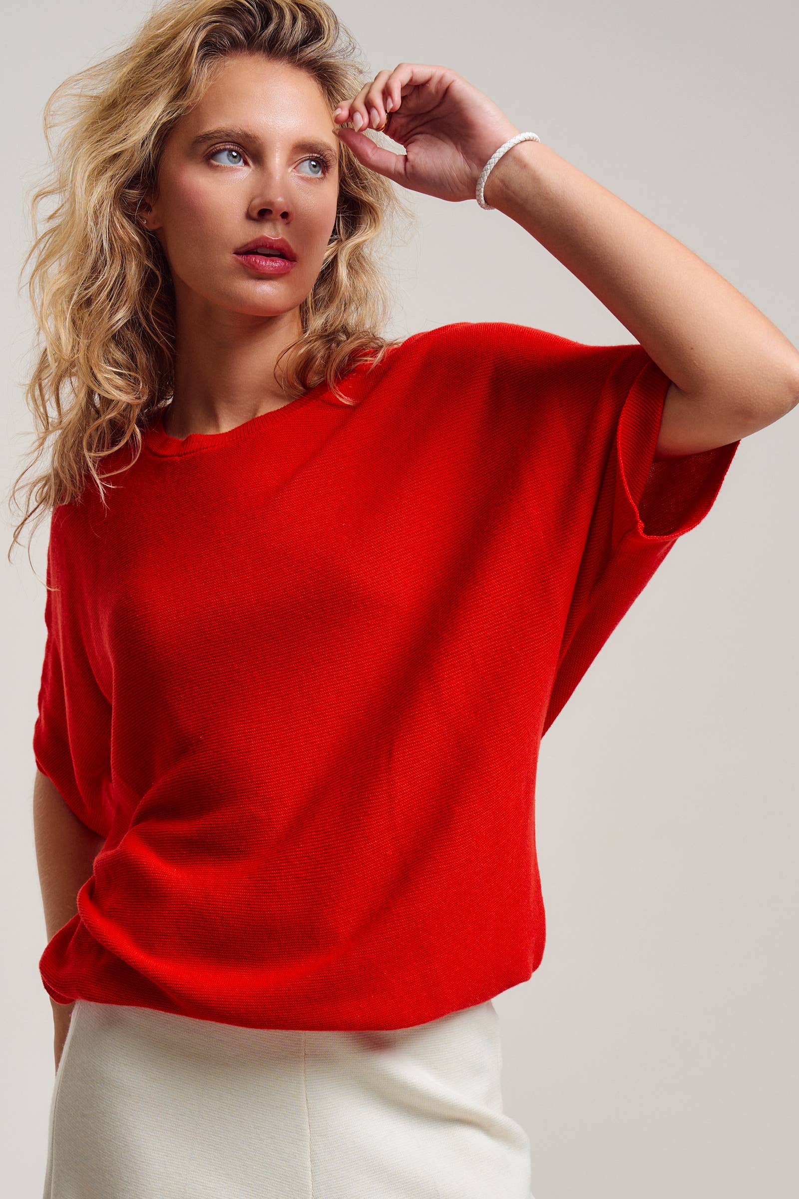 Relaxed Dolman Sleeve Knit Sweater Top