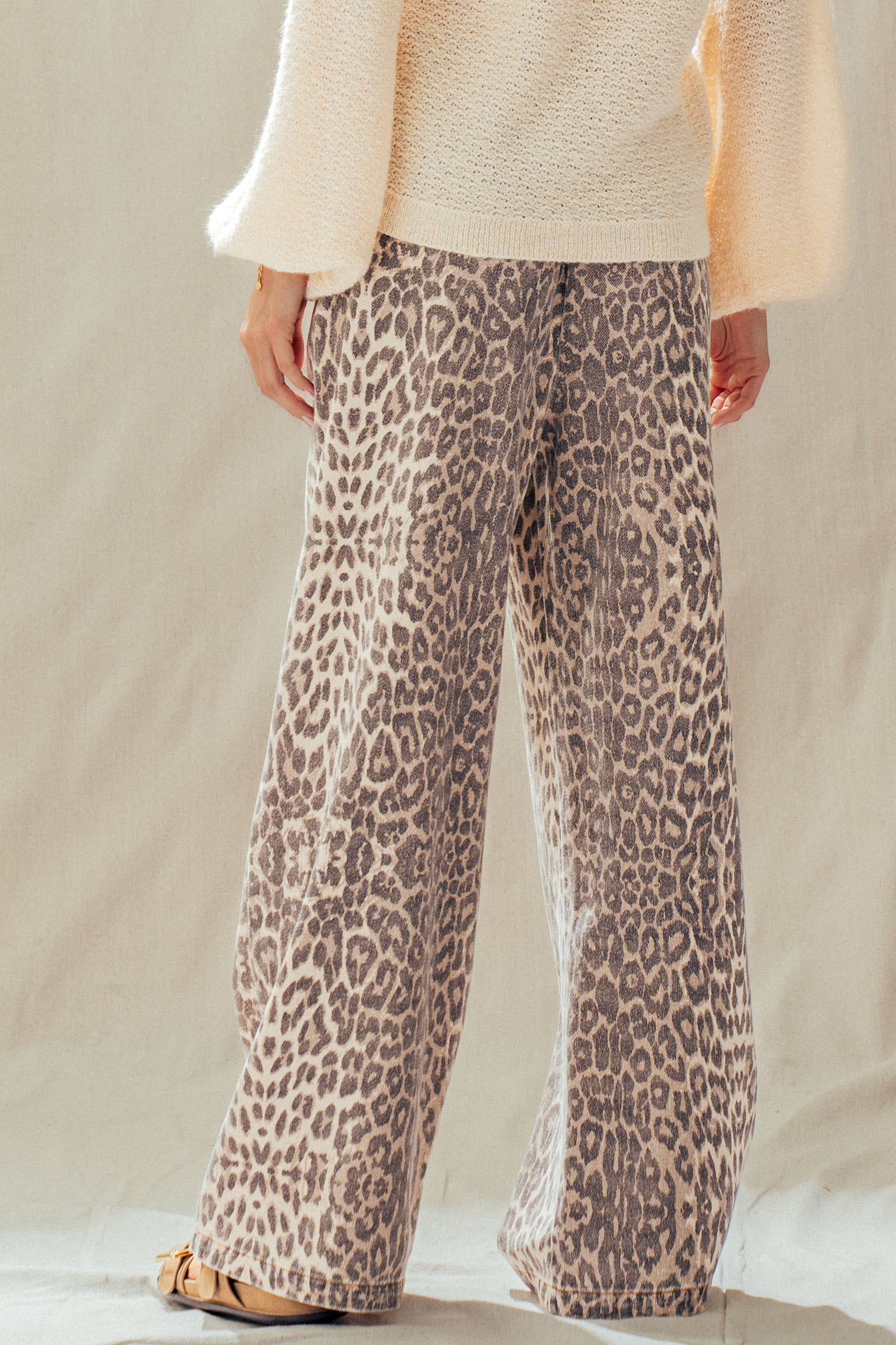 Urban Daizy Leopard Print Wide Leg Cotton Pants Drawstring Leopard Pants - Women's (UDZ-PT-00482) – alternate view 5