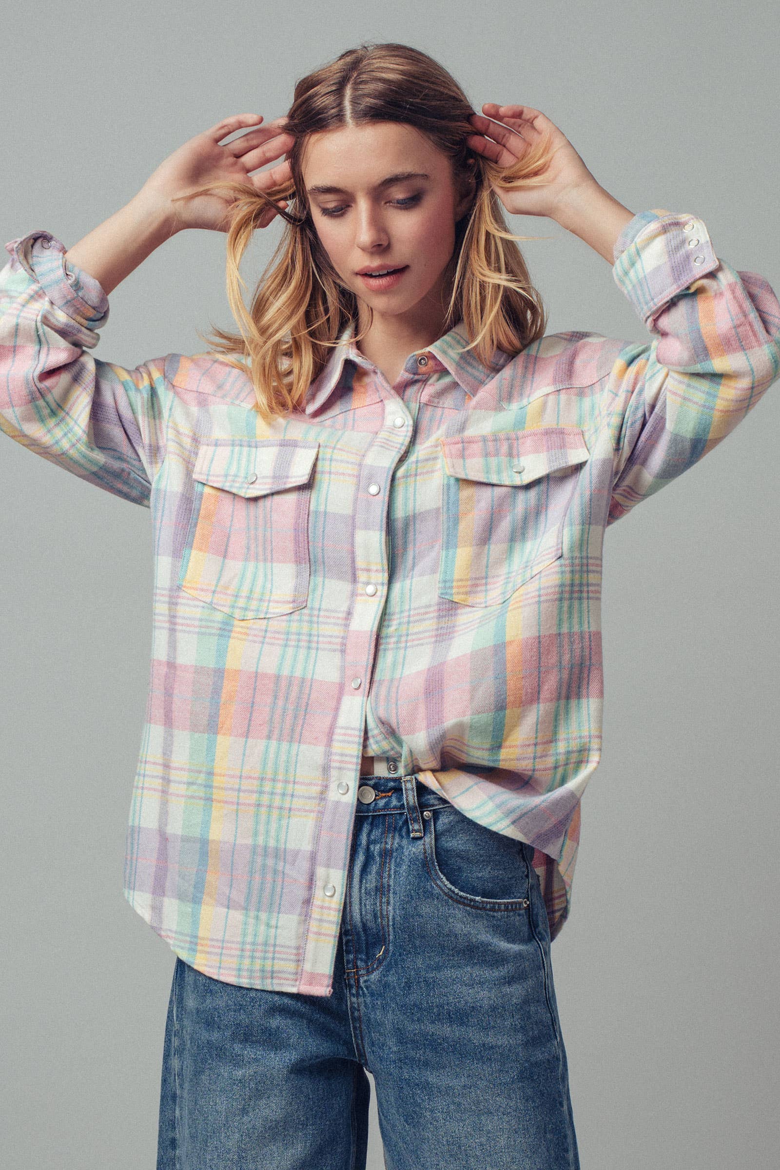 Plaid Snap-Front Western Shirt