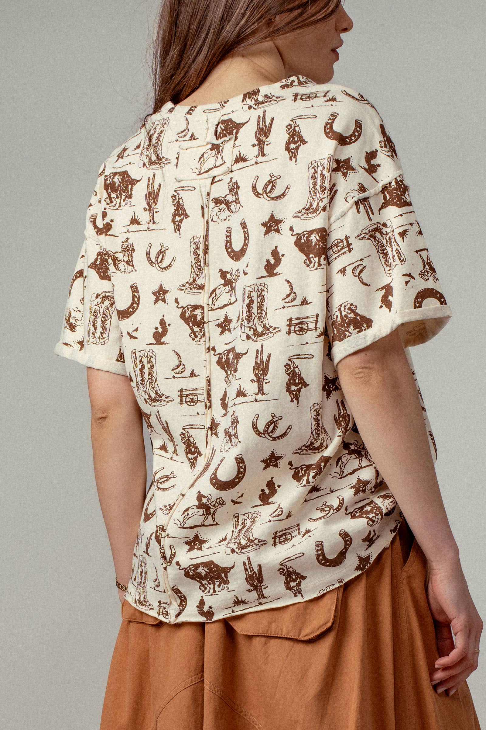 Urban Daizy Western Graphic Print Relaxed Fit Tee Blue T-Shirt - Women's (UDZ-DR-00390) – alternate view 26