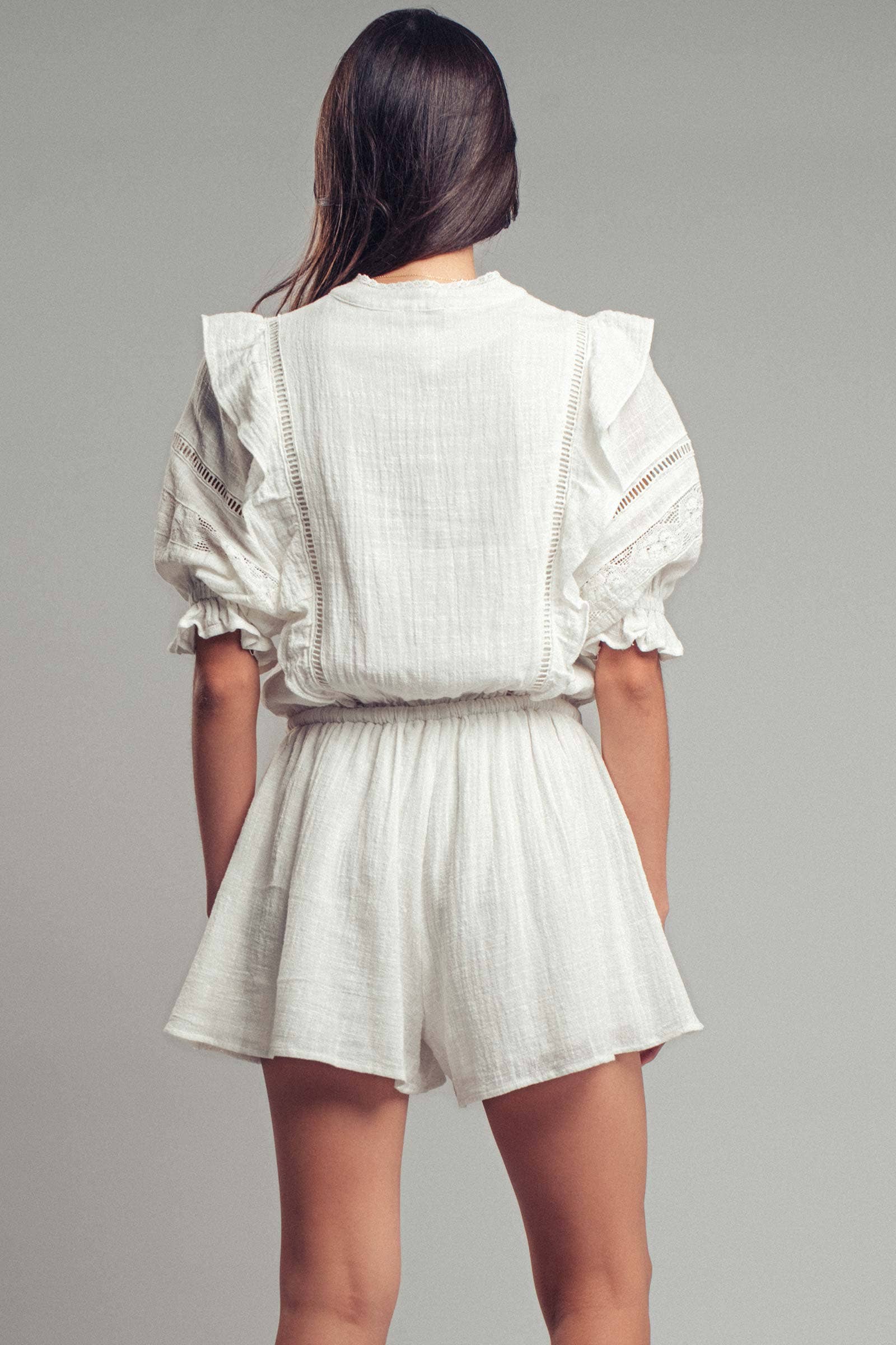 Romantic Lace Ruffle Boho Romper