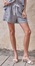 Urban Daizy Linen Drawstring Relaxed Shorts Blue-Stripe Shorts - Women's (TNPT0831-Blue-Stripe) – alternate view 3