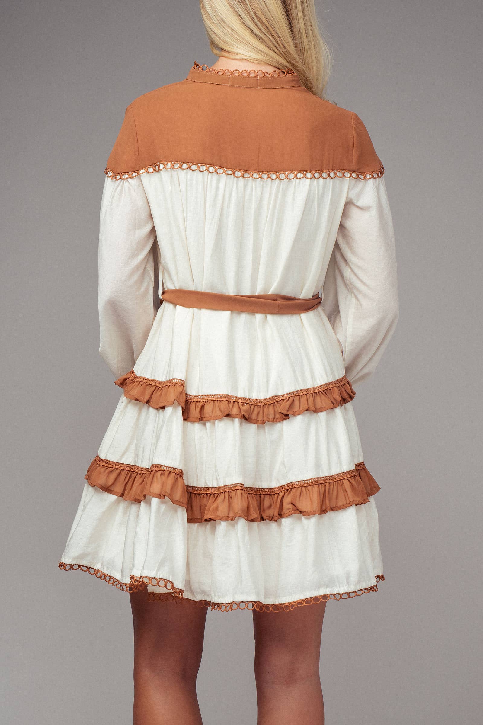 Urban Daizy Contrast Trim Renaissance Tiered Mini Dress Black Dress - Women's (UDZ-DR-00111) – alternate view 6