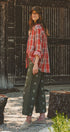 Oversized Plaid Cotton Button-Down Shirt in RUST - Women's Shirts & Blouses | Urban Daizy