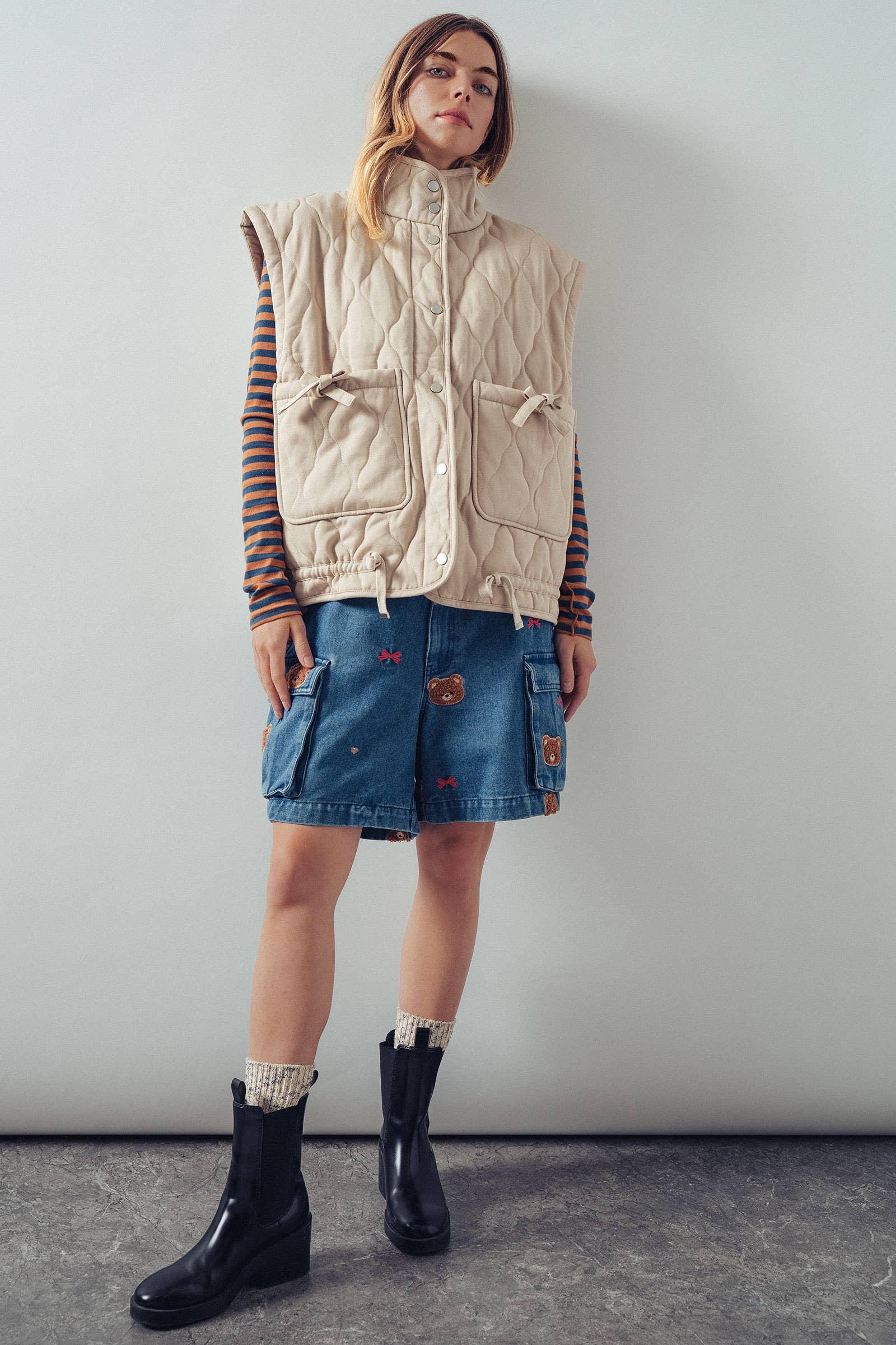 Vintage Washed Quilted Padded Vest