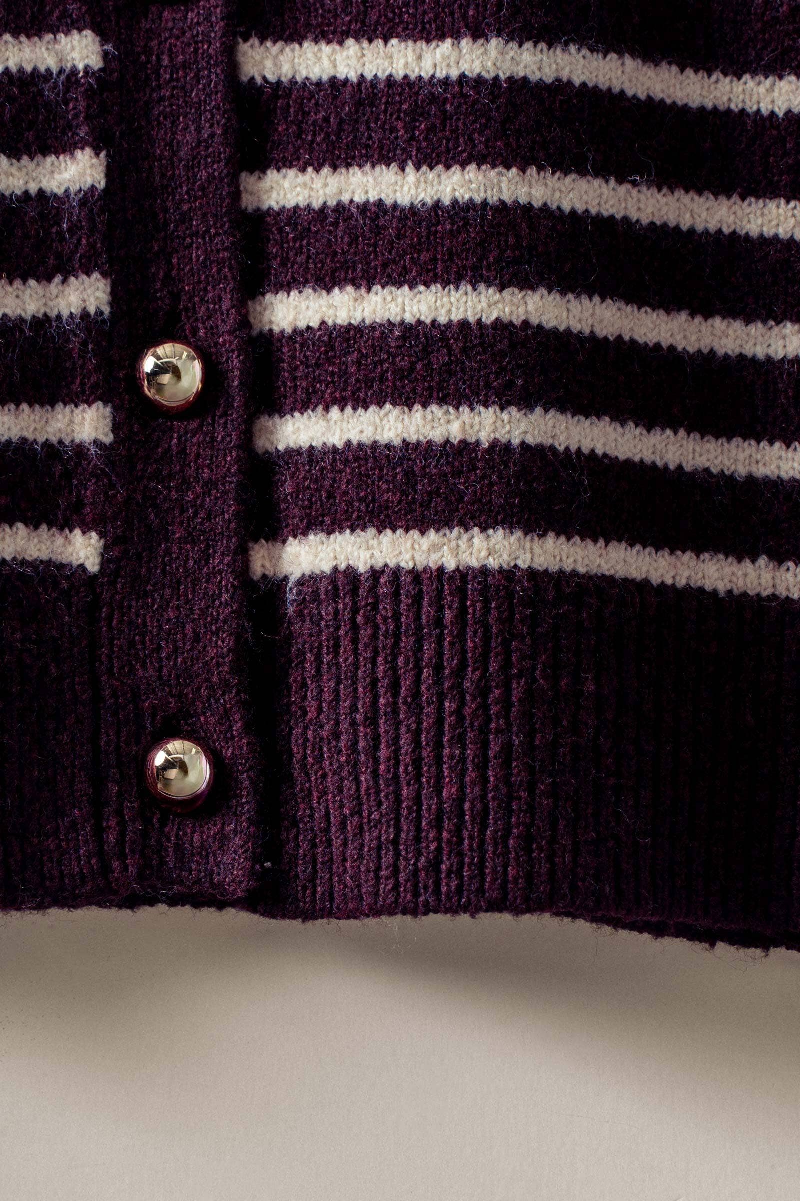 Urban Daizy Parisian Striped Gold Button Cardigan Khaki Cardigan - Women's (UDZ-KN-00656) – alternate view 20