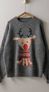 Urban Daizy Rudolph Reindeer Knit Crewneck Sweater Grey Knit Sweater - Women's (UDZ-KN-00538)
