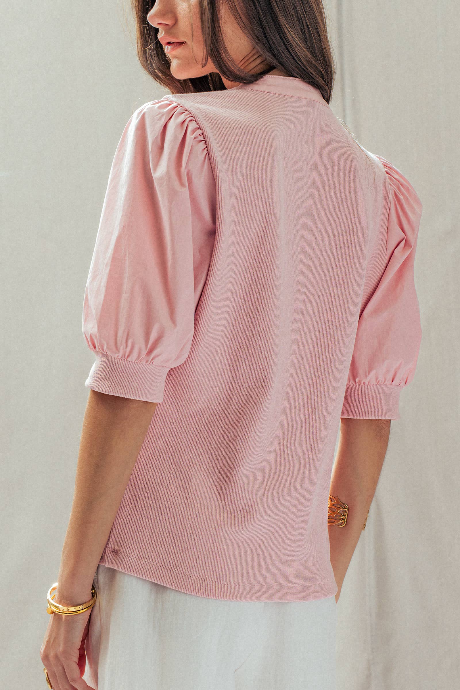 Puff Sleeve Henley Top