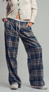 Urban Daizy Elastic Drawstring Waist Plaid Wide-Leg Pants Navy-Grey Pants - Women's (UDZ-PT-00466) – alternate view 11